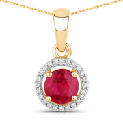Bids.com 0.62 Carat Genuine Ruby and White Diamond 14K Yellow Gold Pendant Pendants White Smoke Default Title