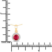Bids.com 0.62 Carat Genuine Ruby and White Diamond 14K Yellow Gold Pendant Pendants White Smoke