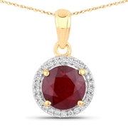 Bids.com 1.49 Carat Genuine Ruby and White Diamond 14K Yellow Gold Pendant Pendants White Smoke Default Title