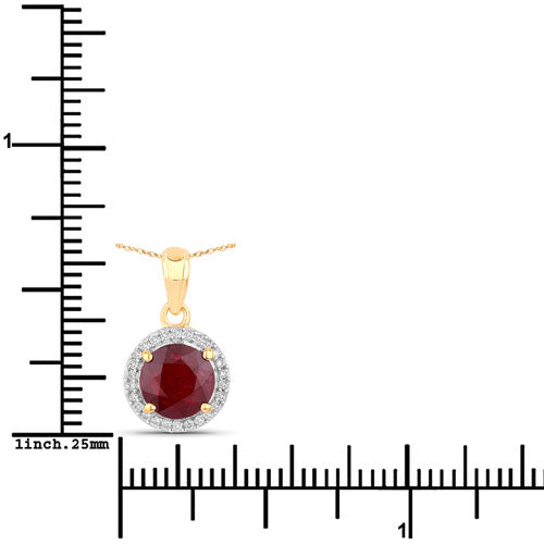 Bids.com 1.49 Carat Genuine Ruby and White Diamond 14K Yellow Gold Pendant Pendants White Smoke