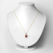 Bids.com 1.55 Carat Genuine Ruby and White Diamond 14K Yellow Gold Pendant Pendants Lavender