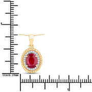 Bids.com 1.55 Carat Genuine Ruby and White Diamond 14K Yellow Gold Pendant Pendants White Smoke