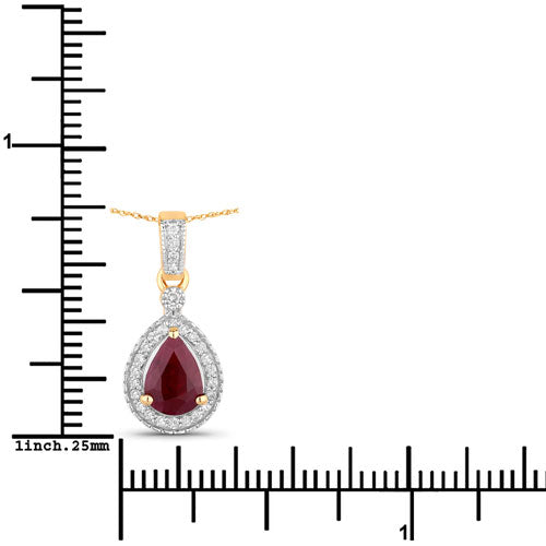 Bids.com 1.01 Carat Genuine Ruby and White Diamond 14K Yellow Gold Pendant Pendants White Smoke