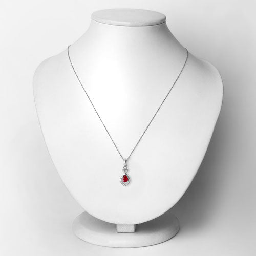 Bids.com 0.86 Carat Genuine Ruby and White Diamond 14K White Gold Pendant Pendants Lavender