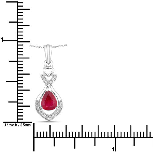 Bids.com 0.86 Carat Genuine Ruby and White Diamond 14K White Gold Pendant Pendants White Smoke