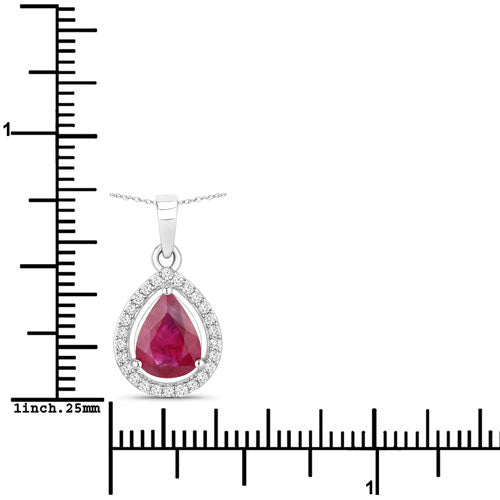 Bids.com 1.61 Carat Genuine Ruby and White Diamond 14K White Gold Pendant Pendants White Smoke