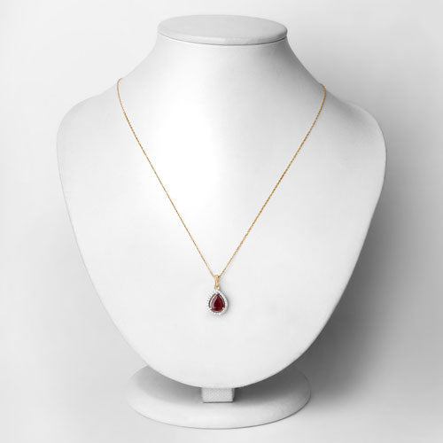 Bids.com 1.61 Carat Genuine Ruby and White Diamond 14K Yellow Gold Pendant Pendants Lavender