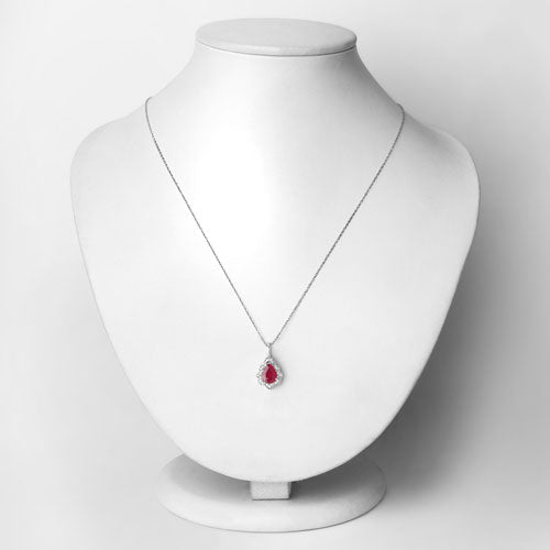 Bids.com 1.29 Carat Genuine Ruby and White Diamond 14K White Gold Pendant Pendants Lavender