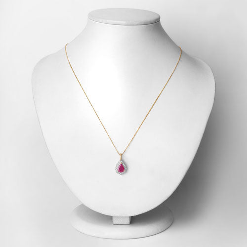 Bids.com 1.29 Carat Genuine Ruby and White Diamond 14K Yellow Gold Pendant Pendants Lavender