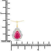 Bids.com 1.29 Carat Genuine Ruby and White Diamond 14K Yellow Gold Pendant Pendants White Smoke
