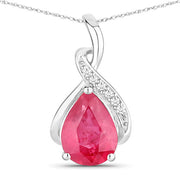 Bids.com 1.98 Carat Genuine Ruby and White Diamond 14K White Gold Pendant Pendants White Smoke Default Title