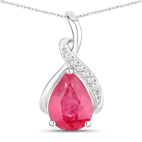 Bids.com 1.98 Carat Genuine Ruby and White Diamond 14K White Gold Pendant Pendants White Smoke Default Title