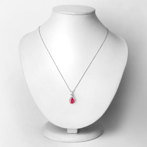 Bids.com 1.98 Carat Genuine Ruby and White Diamond 14K White Gold Pendant Pendants Lavender