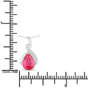 Bids.com 1.98 Carat Genuine Ruby and White Diamond 14K White Gold Pendant Pendants White Smoke