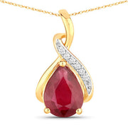 Bids.com 1.98 Carat Genuine Ruby and White Diamond 14K Yellow Gold Pendant Pendants White Smoke Default Title
