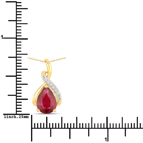 Bids.com 1.98 Carat Genuine Ruby and White Diamond 14K Yellow Gold Pendant Pendants White Smoke