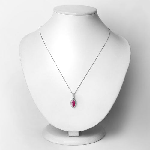 Bids.com 1.60 Carat Genuine Ruby and White Diamond 14K White Gold Pendant Pendants Lavender