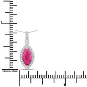Bids.com 1.60 Carat Genuine Ruby and White Diamond 14K White Gold Pendant Pendants White Smoke