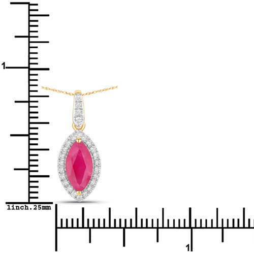 Bids.com 1.60 Carat Genuine Ruby and White Diamond 14K Yellow Gold Pendant Pendants White Smoke