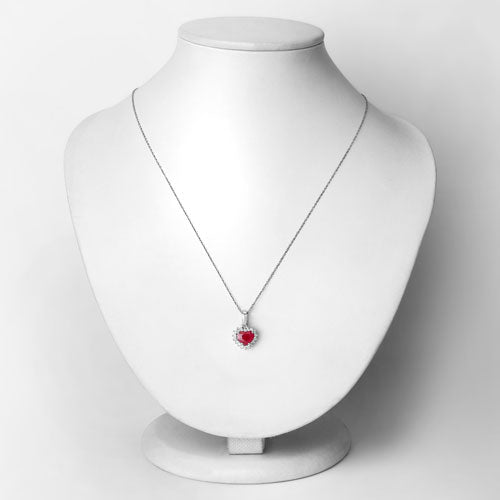 Bids.com 1.48 Carat Genuine Ruby and White Diamond 14K White Gold Pendant Pendants Lavender