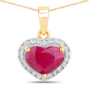 Bids.com 2.08 Carat Genuine Ruby and White Diamond 14K Yellow Gold Pendant Pendants White Smoke Default Title