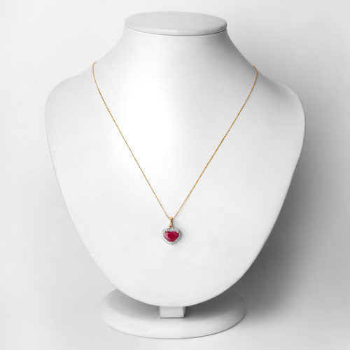 Bids.com 2.08 Carat Genuine Ruby and White Diamond 14K Yellow Gold Pendant Pendants Lavender