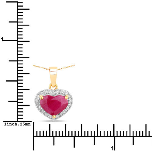 Bids.com 2.08 Carat Genuine Ruby and White Diamond 14K Yellow Gold Pendant Pendants White Smoke