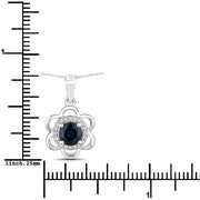 Bids.com 0.94 Carat Genuine Blue Sapphire and White Diamond 14K White Gold Pendant Pendants White Smoke