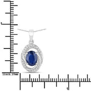 Bids.com 1.71 Carat Genuine Blue Sapphire and White Diamond 14K White Gold Pendant Pendants White Smoke
