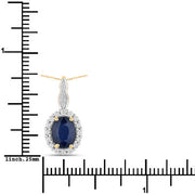 Bids.com 1.79 Carat Genuine Blue Sapphire and White Diamond 14K Yellow Gold Pendant Pendants White Smoke