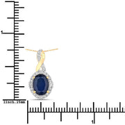 Bids.com 1.72 Carat Genuine Blue Sapphire and White Diamond 14K Yellow Gold Pendant Pendants White Smoke