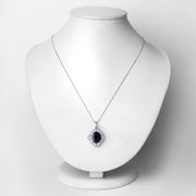 Bids.com 6.44 Carat Genuine Blue Sapphire and White Diamond 14K White Gold Pendant Pendants Lavender