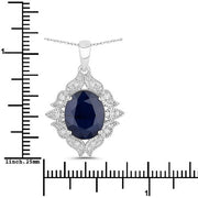 Bids.com 6.44 Carat Genuine Blue Sapphire and White Diamond 14K White Gold Pendant Pendants White Smoke