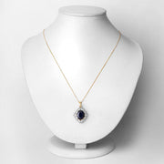 Bids.com 6.44 Carat Genuine Blue Sapphire and White Diamond 14K Yellow Gold Pendant Pendants Lavender