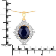 Bids.com 6.44 Carat Genuine Blue Sapphire and White Diamond 14K Yellow Gold Pendant Pendants White Smoke