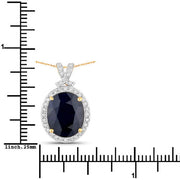 Bids.com 6.58 Carat Genuine Blue Sapphire and White Diamond 14K Yellow Gold Pendant Pendants White Smoke