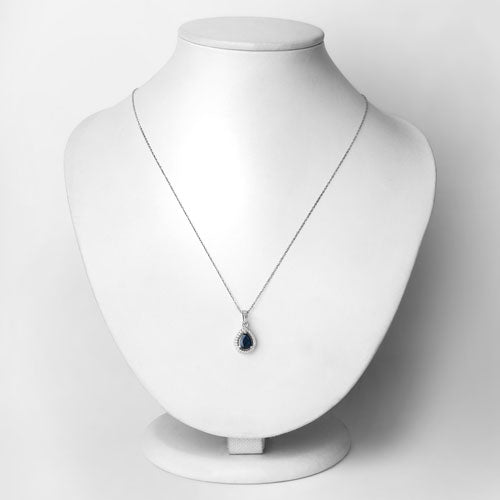Bids.com 0.91 Carat Genuine Blue Sapphire and White Diamond 14K White Gold Pendant Pendants Lavender