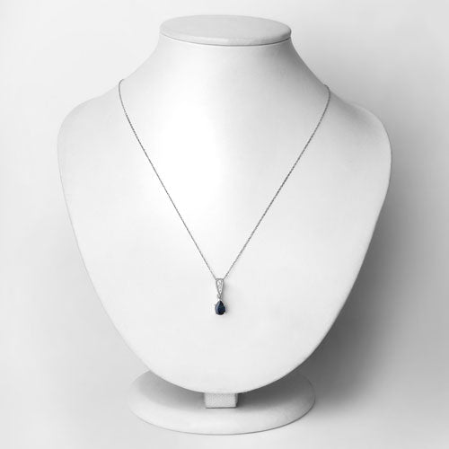 Bids.com 0.85 Carat Genuine Blue Sapphire and White Diamond 14K White Gold Pendant Pendants Lavender