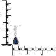 Bids.com 0.85 Carat Genuine Blue Sapphire and White Diamond 14K White Gold Pendant Pendants White Smoke