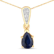 Bids.com 0.85 Carat Genuine Blue Sapphire and White Diamond 14K Yellow Gold Pendant Pendants White Smoke Default Title