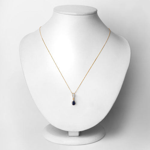 Bids.com 0.85 Carat Genuine Blue Sapphire and White Diamond 14K Yellow Gold Pendant Pendants Lavender