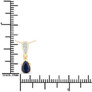 Bids.com 0.85 Carat Genuine Blue Sapphire and White Diamond 14K Yellow Gold Pendant Pendants White Smoke