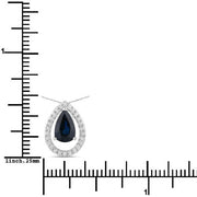 Bids.com 1.15 Carat Genuine Blue Sapphire and White Diamond 14K White Gold Pendant Pendants White Smoke