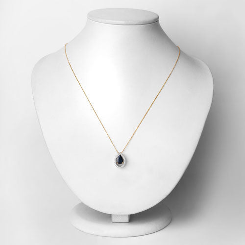 Bids.com 1.15 Carat Genuine Blue Sapphire and White Diamond 14K Yellow Gold Pendant Pendants Lavender