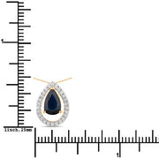 Bids.com 1.15 Carat Genuine Blue Sapphire and White Diamond 14K Yellow Gold Pendant Pendants White Smoke