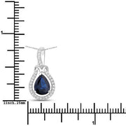 Bids.com 1.48 Carat Genuine Blue Sapphire and White Diamond 14K White Gold Pendant Pendants White Smoke