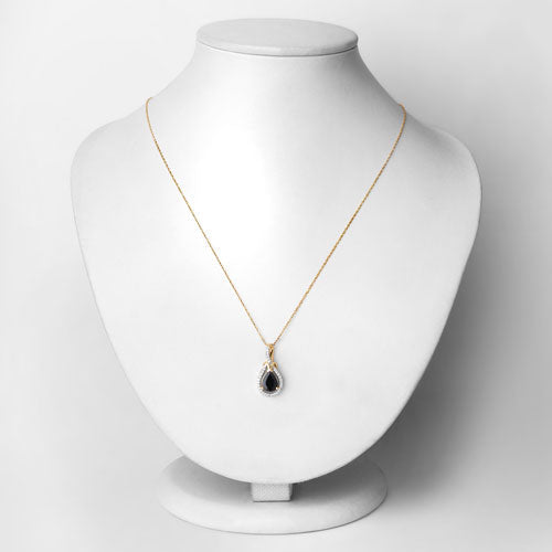 Bids.com 1.48 Carat Genuine Blue Sapphire and White Diamond 14K Yellow Gold Pendant Pendants Lavender