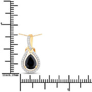 Bids.com 1.48 Carat Genuine Blue Sapphire and White Diamond 14K Yellow Gold Pendant Pendants White Smoke