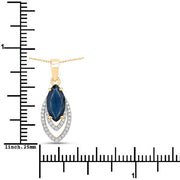 Bids.com 1.42 Carat Genuine Blue Sapphire and White Diamond 14K Yellow Gold Pendant Pendants White Smoke