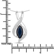 Bids.com 2.27 Carat Genuine Blue Sapphire and White Diamond 14K White Gold Pendant Pendants White Smoke